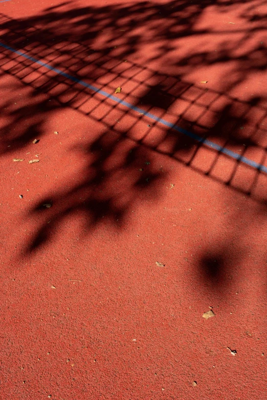 a close up of the shadow of a tennis racket