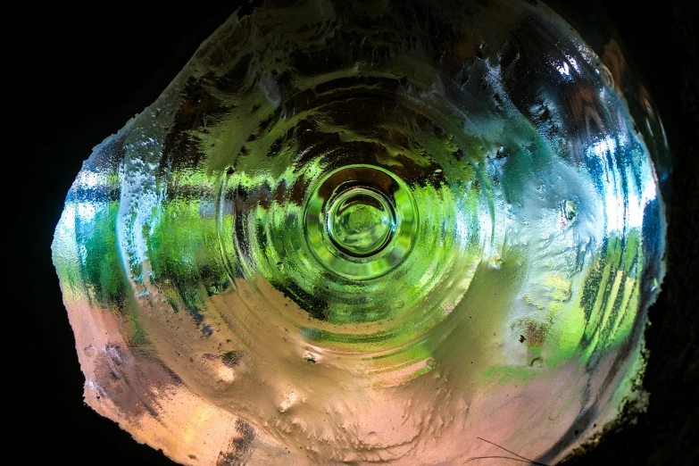 the inside view of a green glass tube