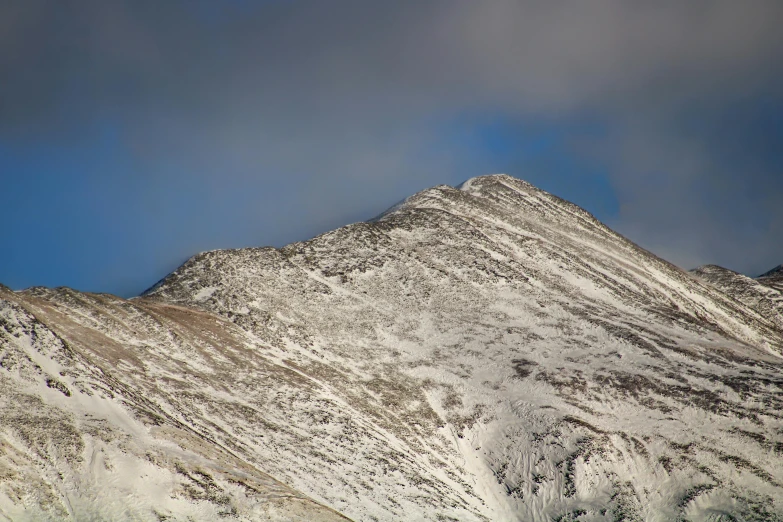 a snow covered mountain against a blue sky