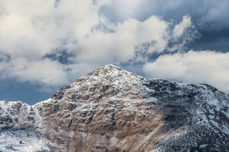 the top of a mountain covered in snow