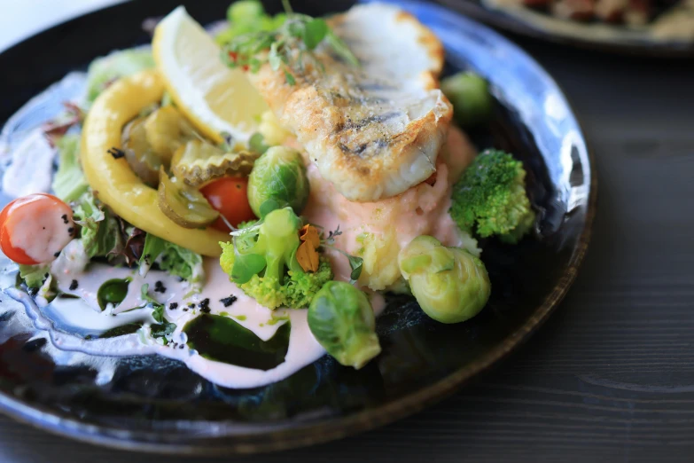 an interesting, colorful dish is shown on a plate