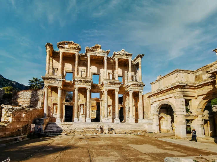 ruins and arches against a blue sky