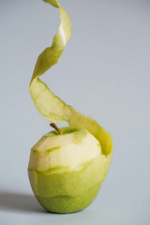 an apple that has been split in half