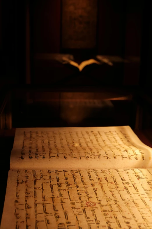 the ancient language of music on an old open book