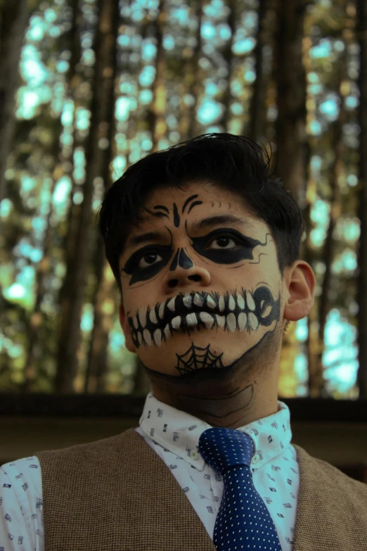 a man with fake makeup for a masquerade