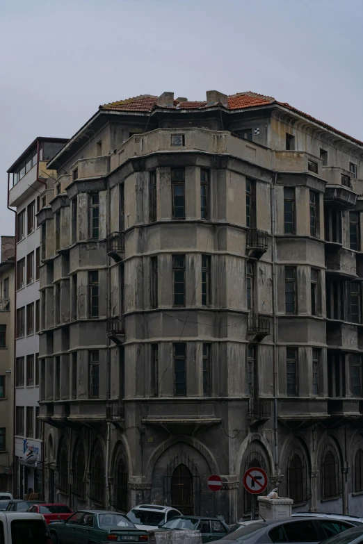 there is an old building that is on the corner of this street