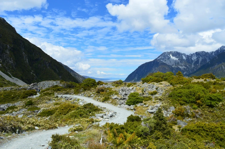 the trail leading to the base of the mountains