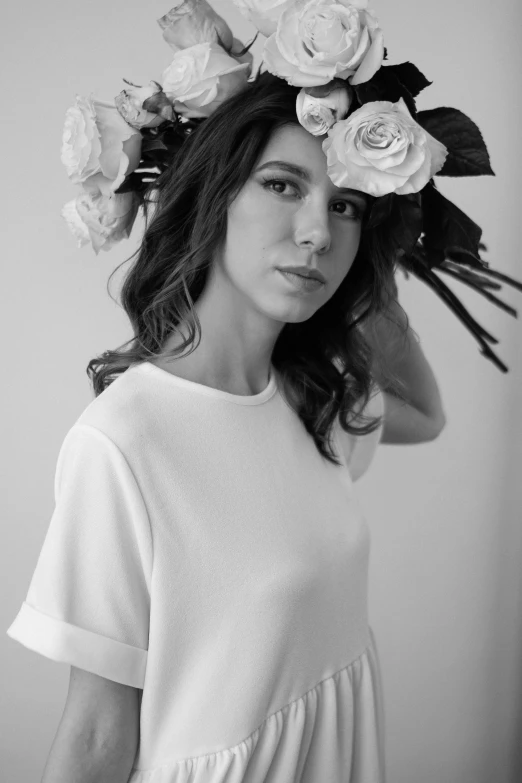 a beautiful girl with a flower crown on her head