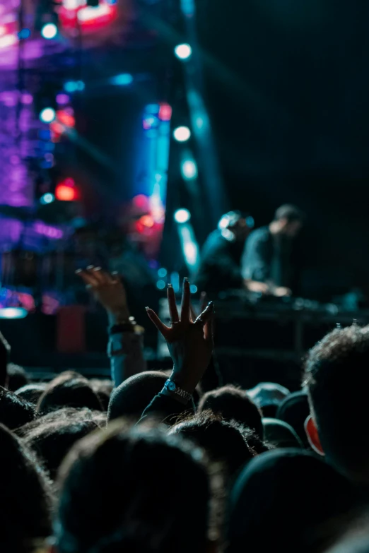 a crowd is cheering at a concert