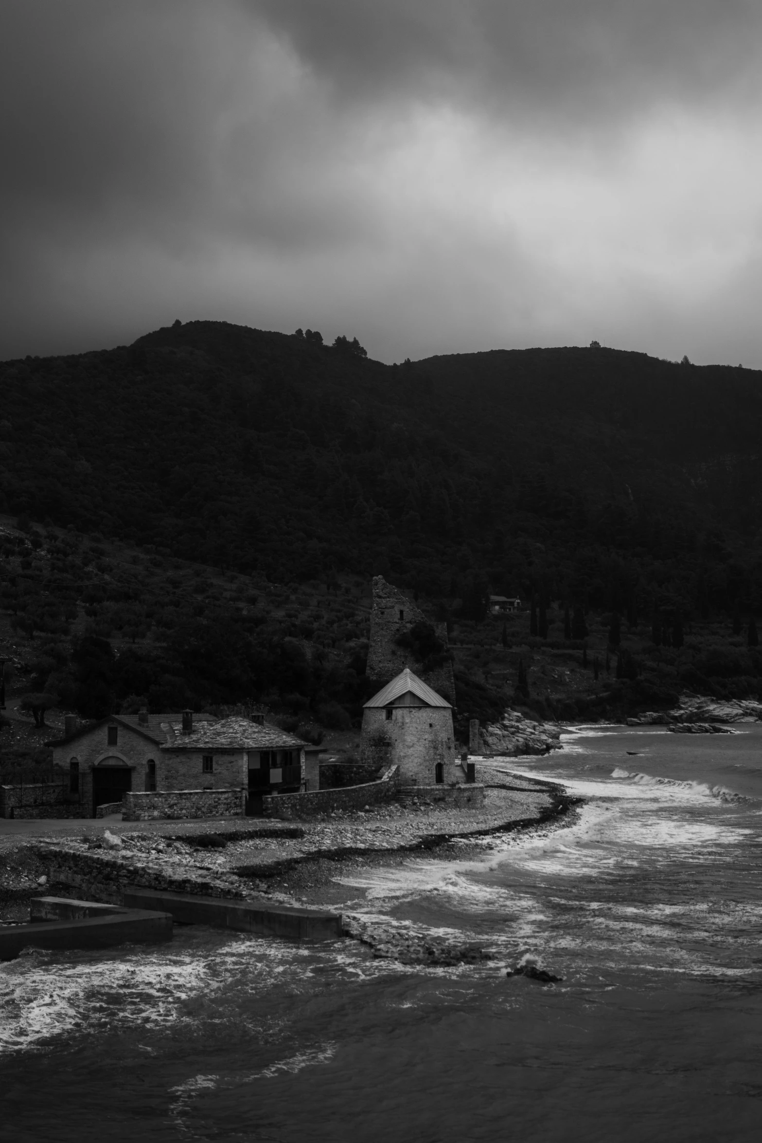 an old town sitting on top of a beach