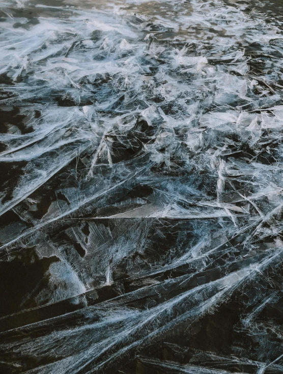 closeup of ice on a frozen lake