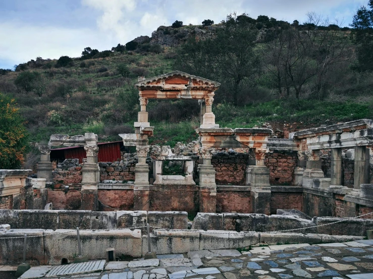 the ruins in the old city are overgrown with plants