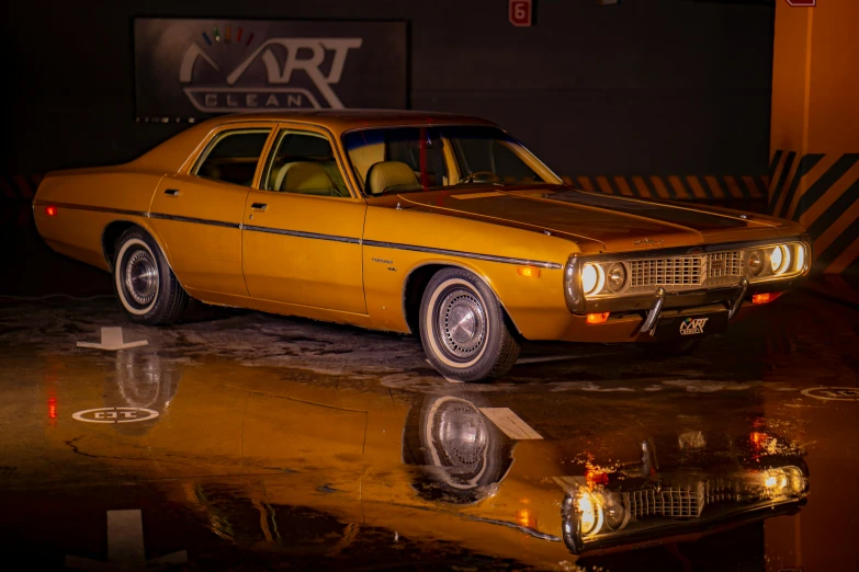 an old car is sitting on display with it's hood up