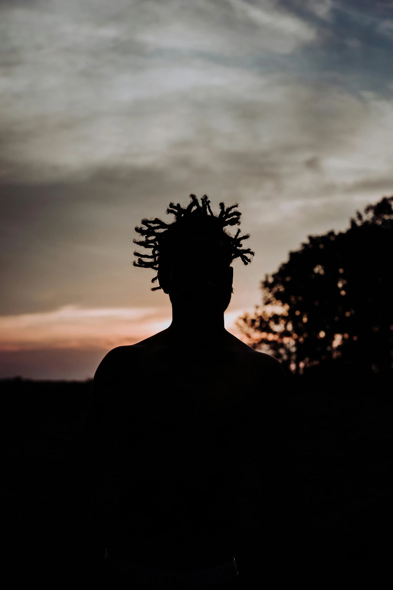 the silhouette of a person standing with their back turned