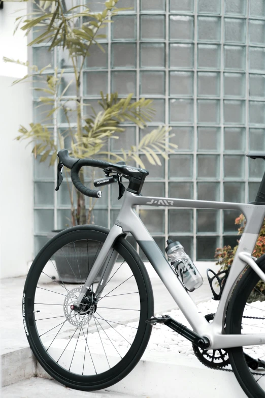 a close - up of the white frame on the trek bike