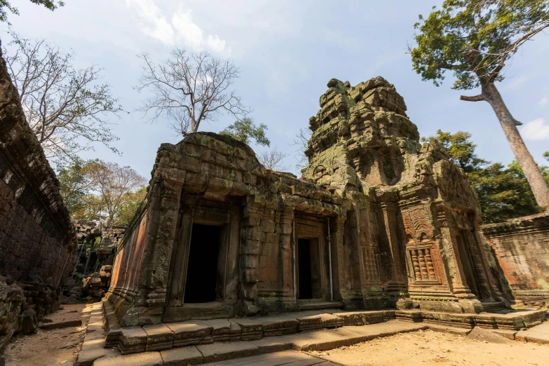 the towers on each side of a temple are very ornate