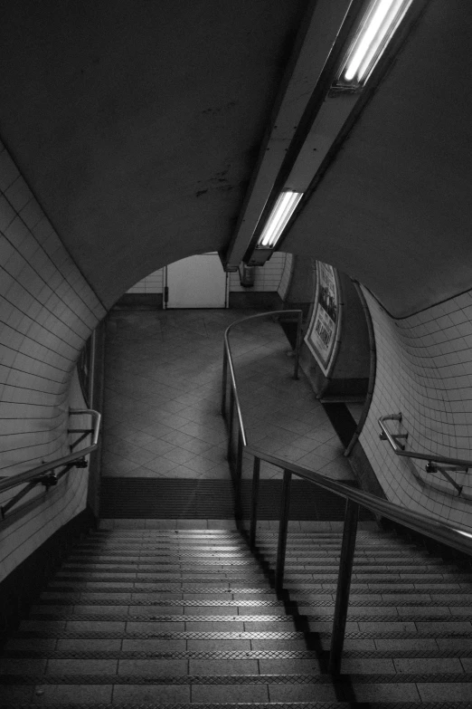 the escalator is dark in the station