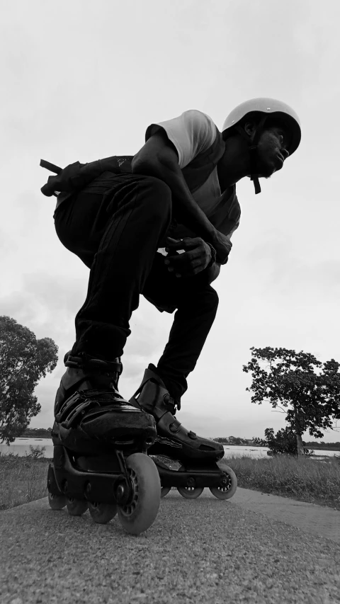 a man riding a skateboard through the air