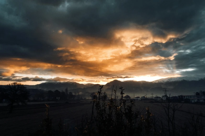 the sky is full of bright orange clouds