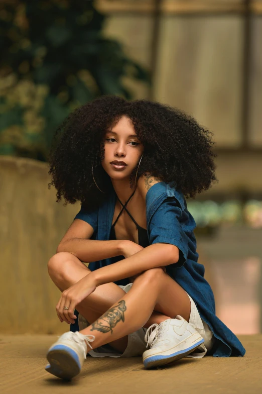 a close up of a person with long curly hair