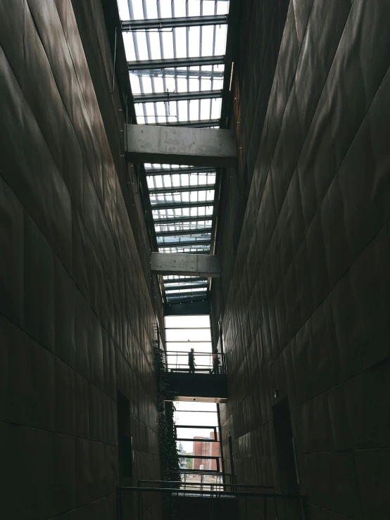 the inside view of the hallway of a building