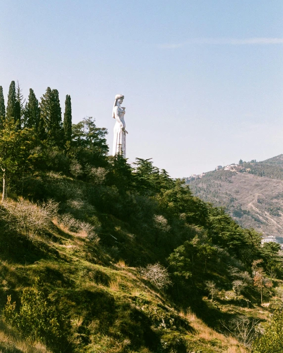 there is a large statue that is on a hill