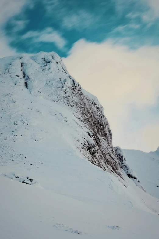 a snowy mountain side covered with snow