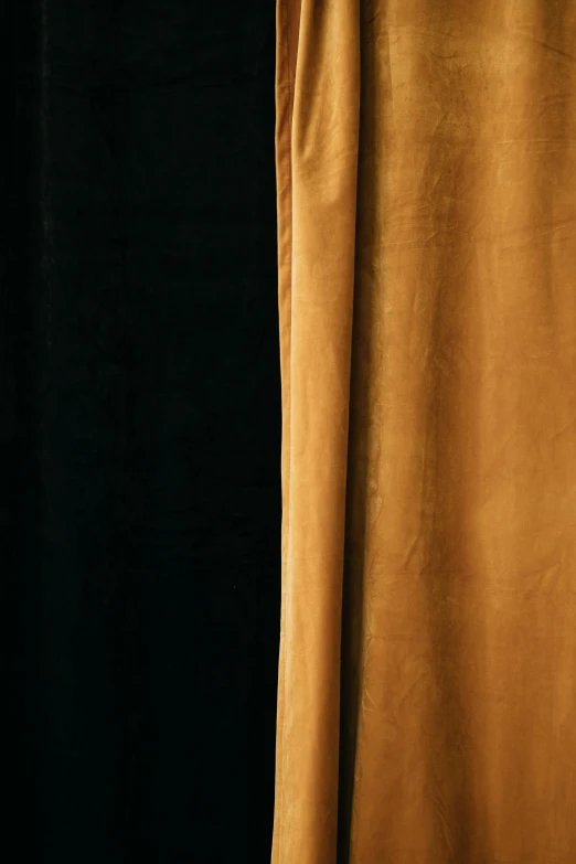 a d covered curtain with brown velvet