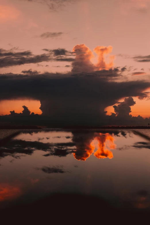 a colorful sunset reflected in a pool of water