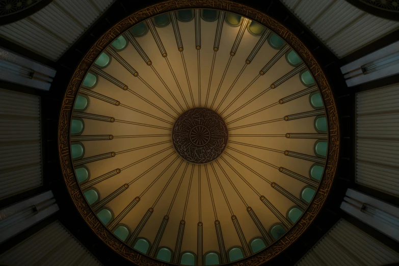 a glass ceiling in the center of an arch