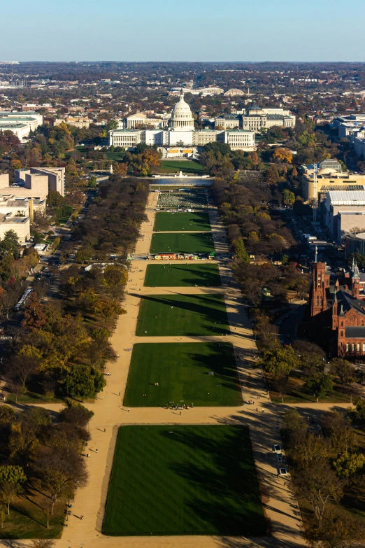 an aerial view of the capital and some large buildings