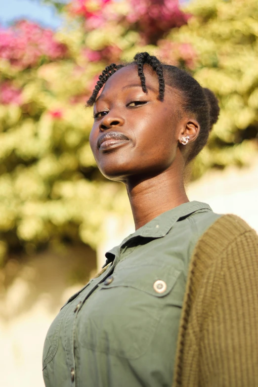 woman with short hair looking sideways