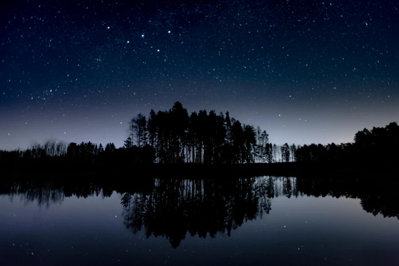 night sky with stars and milky reflecting in water