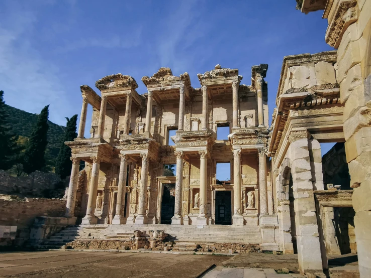 old building constructed into a series of columns