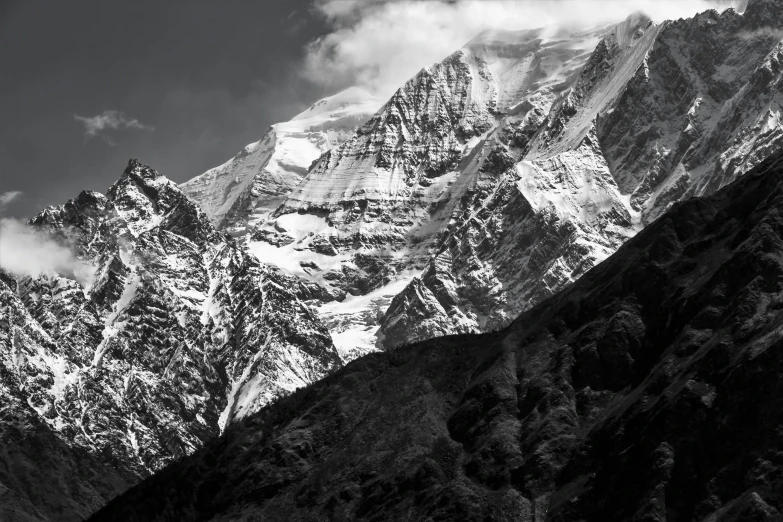 a black and white po of some mountains