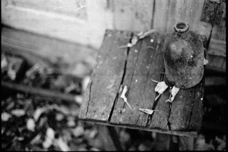 an old, old jug on the table