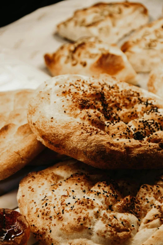 baked food items displayed on white surface, including crusts