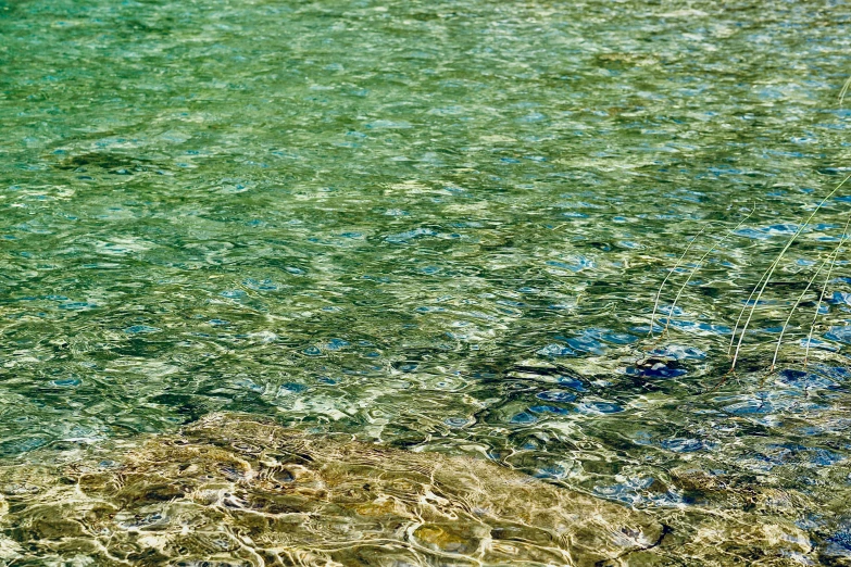 water and rocks in the clear blue sea