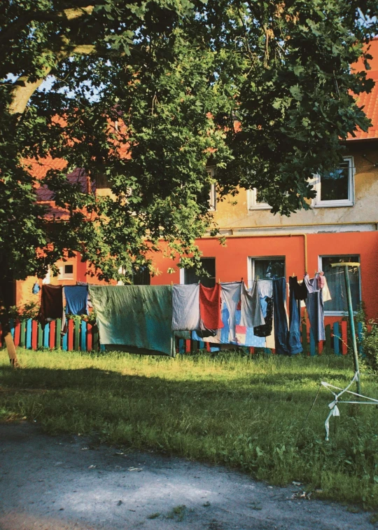 an image of clothes hanging on the line outside