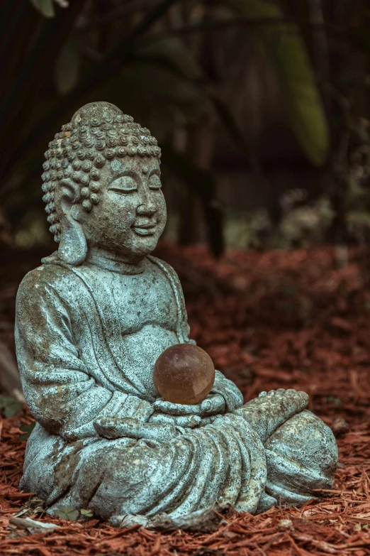 an image of a buddha statue holding a fruit