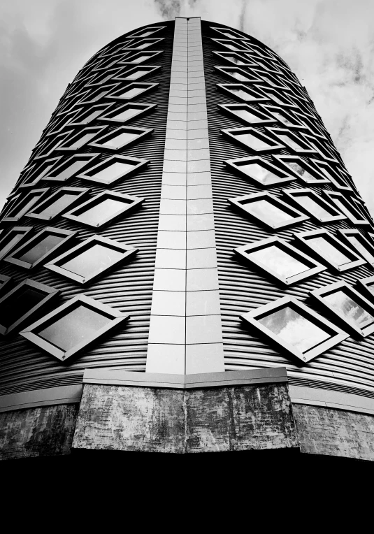 a black and white po of a tall building