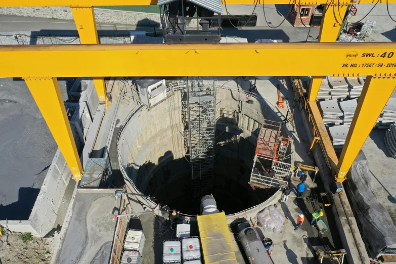 a large building under construction with the top view down