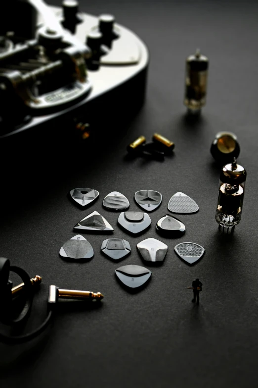 a number of musical instruments on a table