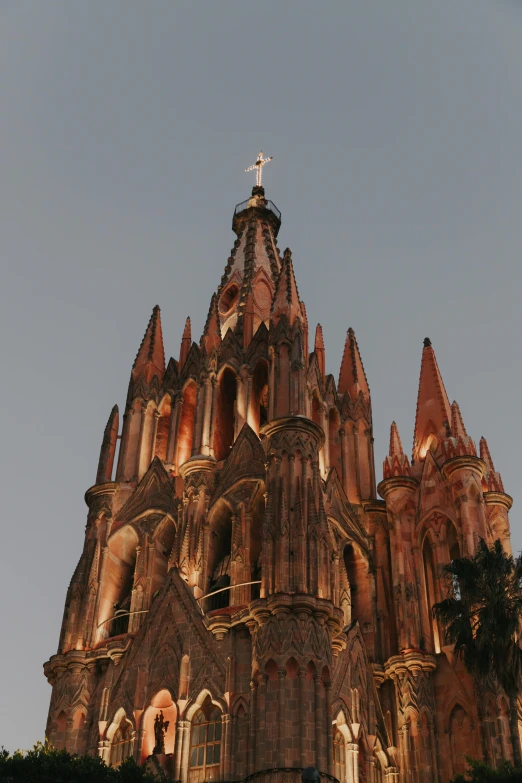 a large tall church with towers and windows on it's side