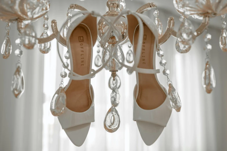 the shoes are all adorned with crystal and pearls