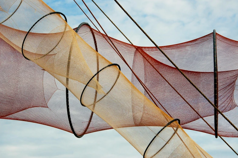 closeup of the inside of three fabric nets