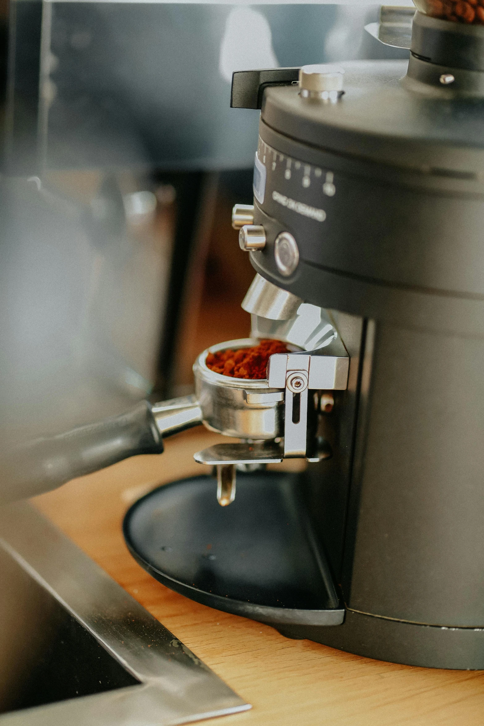 there is a coffee maker being used on the table