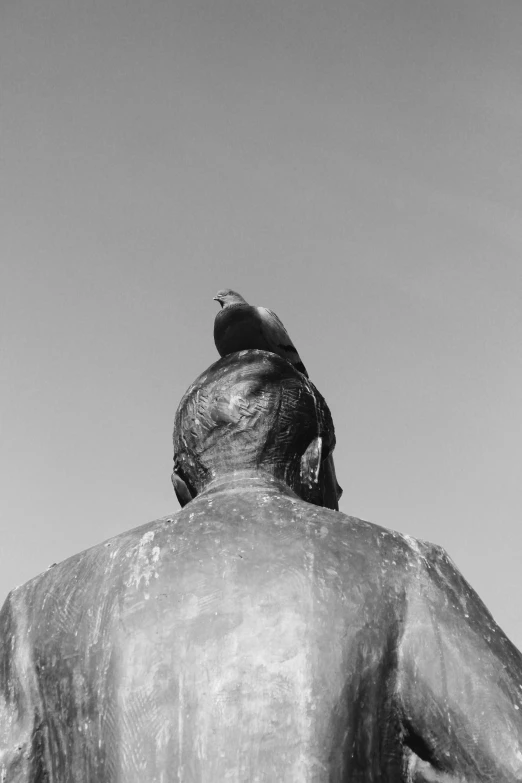 black and white pograph of a person with their back turned to the camera