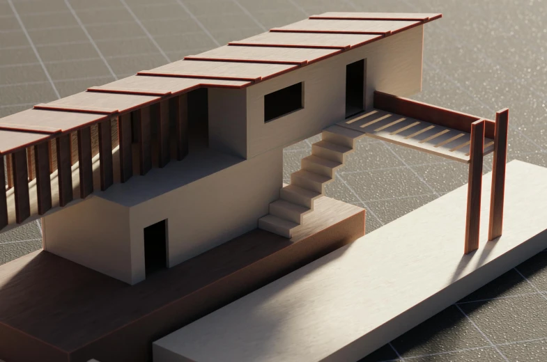 a house with a ramp and a railing