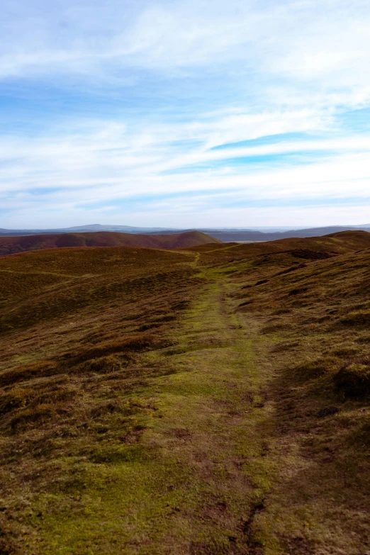 a field with many hills and grass in it